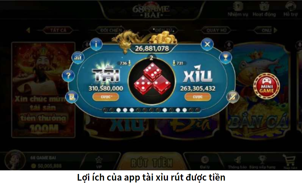 Lợi ích của app tài xỉu rút được tiền